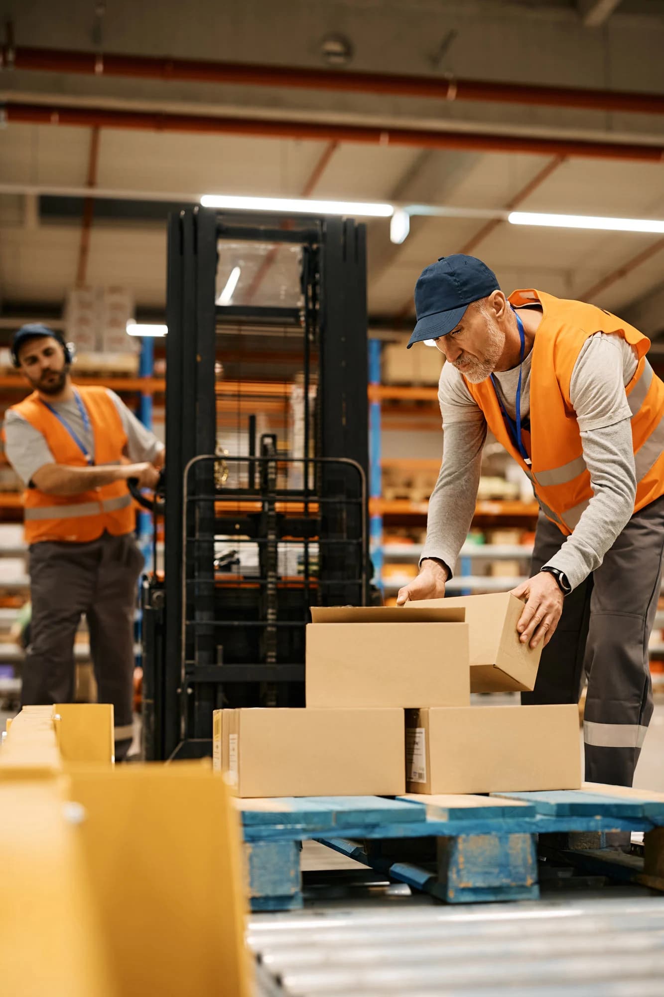 Logistics professionals coordinating shipments